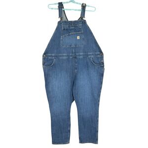 Carhartt Women's Rugged Flex Denim Bib Overalls 3X 24-26 Short Relaxed Blue NWT